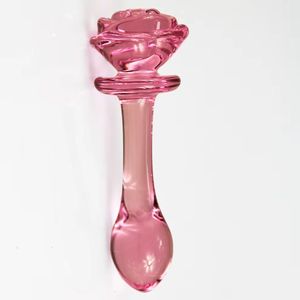 3D Pink Long Glass Flower <b>Anal</b> <b>Butt</b> <b>Plug</b> - Product Image 2