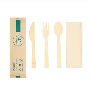 Disposable bamboo cutlery knife fork spoon and cutlery set made of all natural materials