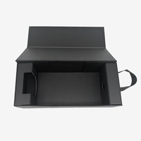 Emballage pliant noir personnalisé cadeau vin boîtes magnétiques emballage de luxe avec poignée et insert en carton