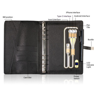 Thiết kế mới A5 Kích thước máy tính xách tay với sạc không dây & chiếu sáng logo kinh doanh Bộ quà tặng bao gồm cả ngân hàng điện & Nhật ký kế hoạch - Product Image 6