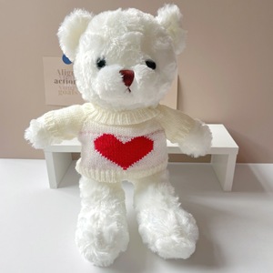 High Quality Plush Teddy Bear with <strong>Knitted</strong> Heart Sweater-Birthday Stress Relief Mesh Lining OEM/ODM Customizable Stuffed <strong>Animal</strong> - Product Image 1