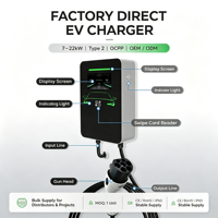 Nouvelle borne de recharge intelligente pour véhicules électriques certifiée CE RoHS 7-22 kW OCPP 2.0.1, type 2, étanche, sur pied, avec WiFi, pour la recharge à domicile
