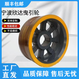 Rodillo de contrapeso de rueda grande de hierro dúctil 410 para elevador Ningbo Xinda, rueda guía para sala de máquinas - Product Image 5
