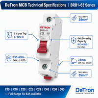 Interruptor Automático Miniatura (MCB) 1P 2P 3P 4P 6kA 10kA de Alta Capacidad de Ruptura, Certificado IEC/EN, Tipo B/C/D, Montaje en Riel, Residencial