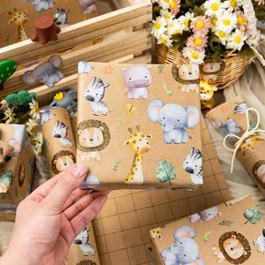 Kraft Animal Wrapping <b>Paper</b> 17in x 32.8ft Cute Jungle Design For Baby Shower Birthday Mother's Day Valentine's Day - Product Image 6