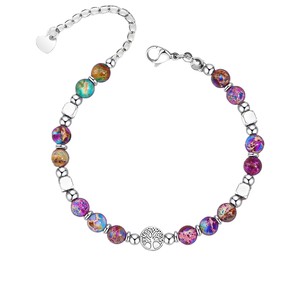 Nueva Pulsera de Piedras Naturales de Color Púrpura con Cuentas de Ágata, Joyería Hecha a Mano con Dije del Árbol de la Vida para Mujer - Product Image 5