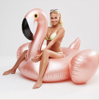 Flamant rose gonflable géant en PVC à chevaucher, or rose, jouet aquatique pour piscine, pour le plaisir