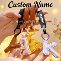 Lindo Llavero de Cuero Acolchado con Letra, Anillo para Llaves con Inicial Personalizada, Colgante con Nombre Personalizado para Regalo o Recuerdo