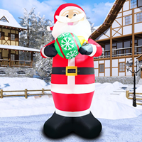 Père Noël gonflable de 10 pieds tenant une boule de Noël avec lumière LED, décoration de Noël gonflable pour la cour, le jardin, l'extérieur, la maison