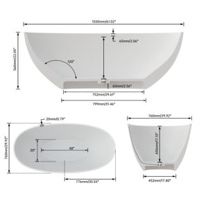 Maydon Modern Freestanding Oval Soaking <b>Tub</b> Stylish Artificial Stone Bathtub for Bathroom Design Solid Surface <b>Tubs</b> - Product Image 6