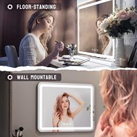 Miroir de maquillage avec Smart Touch 3 couleurs à intensité variable coiffeuse ou fonction mémoire murale Port de charge USB Écran tactile