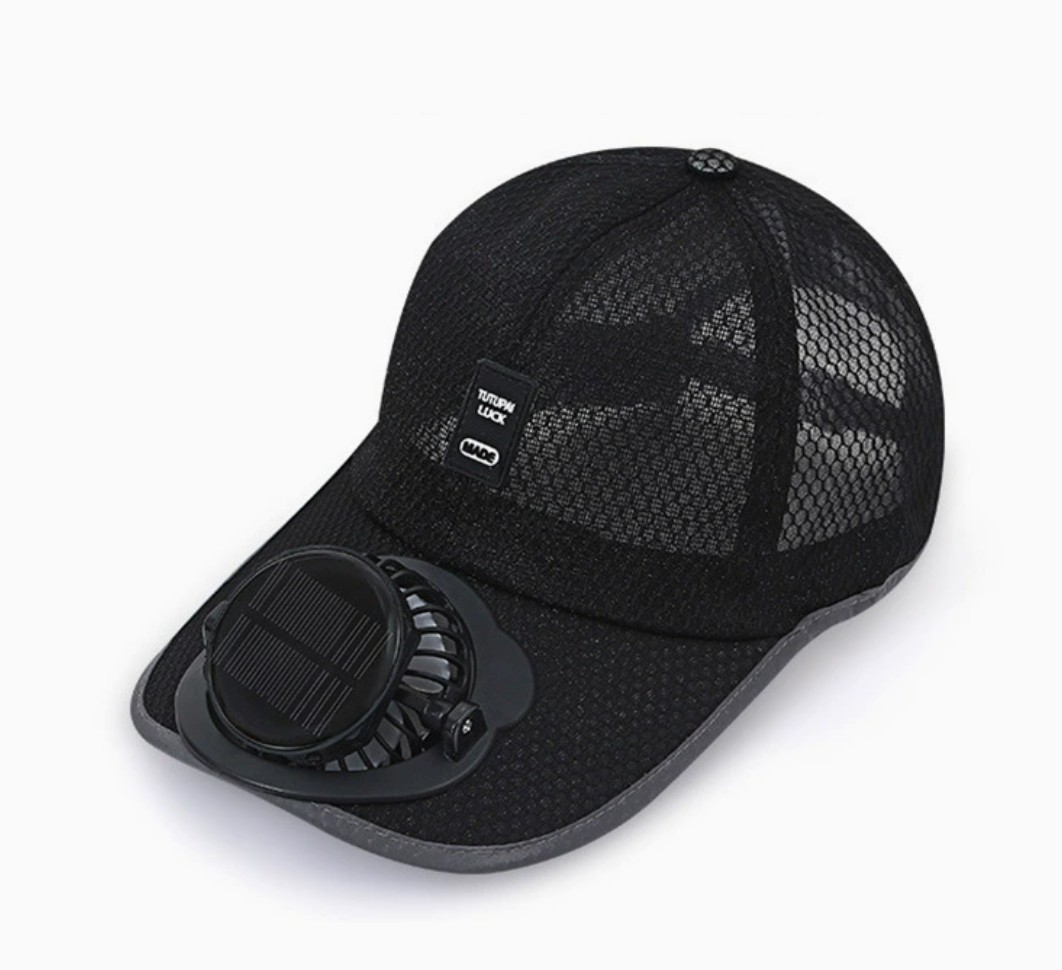 Solar powered Baseball cap black