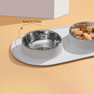 Wholesale Eco-Friendly <b>Stainless</b> <b>Steel</b> Pet Food Water Double <b>Bowl</b> <b>Dog</b> <b>Bowl</b> with PP Material <b>Dog</b> Feeding <b>Bowl</b> - Product Image 4