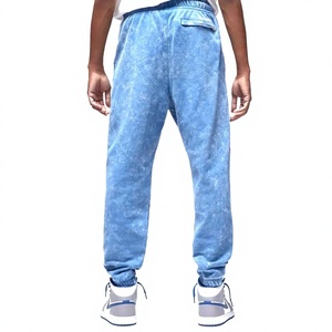 Pantalon de survêtement tie-dye bleu pour homme, taille élastique avec cordon de serrage, en coton tricoté, décontracté, léger, respirant, écologique, séchage rapide - Product Image 2