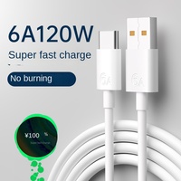 Kabel Data Pengisian Cepat Tipe-C Single-Head 6A untuk Ponsel Android Kompatibel dengan Versi 5A