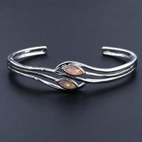 Bracelet manchette en argent plaqué, design coquillage, opale de feu bleue, bijou de mariage tendance, cadeau, livraison rapide en gros