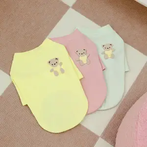 Small Dog Clothes 2024 New Spring and Summer Pet Clothing Wholesale Bright colors yellow cute bear dog cat T-shirt