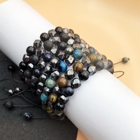 Nouveau Bracelet en Pierre Œil de Tigre Cristal de Guérison, Bracelet Tressé en Hématite à Perles Facettées pour Femme, Cadeau Bijou