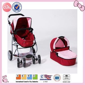 Cuby Wholesale Girls Pretend Play Lovely Colorful Dolls Stroller Storage Basket Trolley Set Baby Doll Cart Toy for Kids - Product Image 4