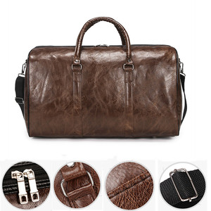 Vintage PU Leather Duffle <b>Bag</b> For Men Large Capacity Weekender <b>Bag</b> Portable Handheld Removable Shoulder Strap Overnight <b>Bag</b> - Product Image 1