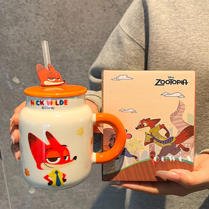<span class=keywords><strong>Mug</strong></span> en céramique <span class=keywords><strong>Disney</strong></span> avec paille, couvercle et poignée, tasse à café ou à lait pour enfants et usage domestique, cadeau de Noël - Product Image 1