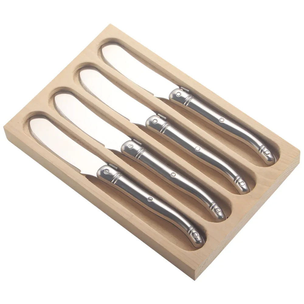 Paslanmaz çelik dayanıklı kolu tereyağı bıçağı peynir bıçağı ahşap kutu ile hediye için