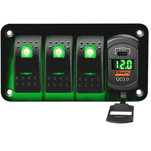 Yuhe YH-DH4-QA 3 Gang <b>12V</b> SPST USB Charger Voltmeter Aluminum Panel on Off with Pre-Wired for Boat of Rocker <b>Switch</b> - Product Image 4