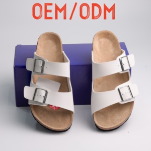 Sandalias de Doble Tira de Cuero Sintético Premium 2026 con Plantilla Anatómica de <span class=keywords><strong>Corcho</strong></span>, Venta al Por Mayor de Fábrica - Product Image 1