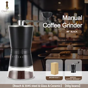 Jika desain komersial set hitam logo tangan dapat diatur penggiling biji kopi baja nirkarat keramik duri penggiling kopi Manual