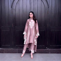 Dhoti Salwar Kameez traditionnel indien pour femme, en soie, longueur cheville, coupe ajustée, brodé, Kurta et pantalon, protection solaire, toutes saisons