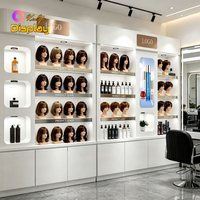 Meuble mural de salon de coiffure OEM ODM XINYI, unité de présentation en verre sur mesure avec éclairage LED, design écologique et durable