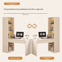 Bureau d'ordinateur d'angle simple et moderne avec étagère intégrée pour la maison combinaison de garde-robe de chambre d'étudiant pour le rangement de l'écriture