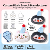 Broche en peluche mignonne de dessin animé (pingouin, poisson, chaton) pour accessoires de vêtements, écharpes et pinces à cheveux, fourniture en gros