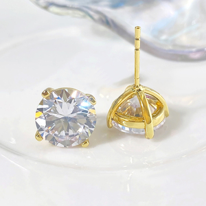 Boucles d'oreilles tendance en laiton plaqué rhodium avec zircon, style simple, pour femme, idéales pour fiançailles, fêtes ou mariages - Product Image 6