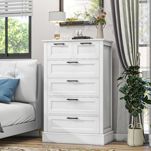 White Dresser with <b>6</b> <b>Drawers</b>, Vertical Tall for Bedroom, Chest of <b>Drawers</b> Nursery - Product Image 1