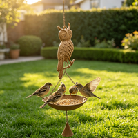 Mangeoire à oiseaux suspendue en métal rustique vintage populaire avec plateau, décoration de jardin extérieur