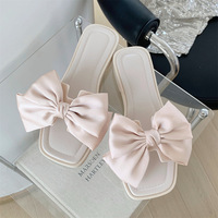 XIXITIAO 2024 Sandales et tongs de plage tendance pour femmes, chaussures plates à nœud mignon pour filles et femmes