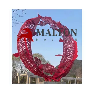 MALTON patung ikan Stainless Steel, dekorasi seni taman kerja kreatif logam abstrak Stainless Steel