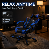 Fauteuil de jeu AOR avec surface en cuir, design ergonomique, base inclinable et pivotante - pour la maison, le bureau et les cybercafés