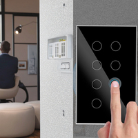 Interrupteur mural intelligent WiFi Tuya App avec Alexa Google, panneau en verre blanc/noir, contrôle mobile, 6, 8 ou 10 gangs, 147*86MM, compatible UK/EU FR