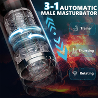 3-in-1 Vibrierender Elektrischer Masturbator mit 5 Stoß- und Rotationsmodi, USB-Aufladbar, Realistisches Gefühl für Männliche Erwachsenen-Masturbation