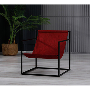 Muebles de sala de estar de hierro y tela, silla cómoda, sillas de playa de Color rojo para el hogar y hoteles, muebles de uso para restaurantes - Product Image 2