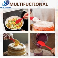 Ensemble de 6 grattoirs et spatules à huile de silicone de qualité alimentaire de couleur personnalisée avec manche long pour la cuisson et la cuisson