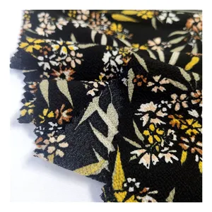 Soft silk voile floral fabric digital printed chiffons beach summer tunic chiffon dress for woman