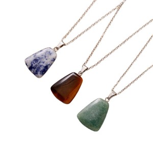 Collier avec pendentif géométrique en pierre naturelle, en acier inoxydable, bijoux à la mode pour femmes, forme de goutte d'eau, couleur verte - Product Image 5