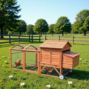 Gaiola Portátil à Prova d'Água para Galinhas com Espaço para Correr, Rodas e Caixa de Ninho - Product Image 1
