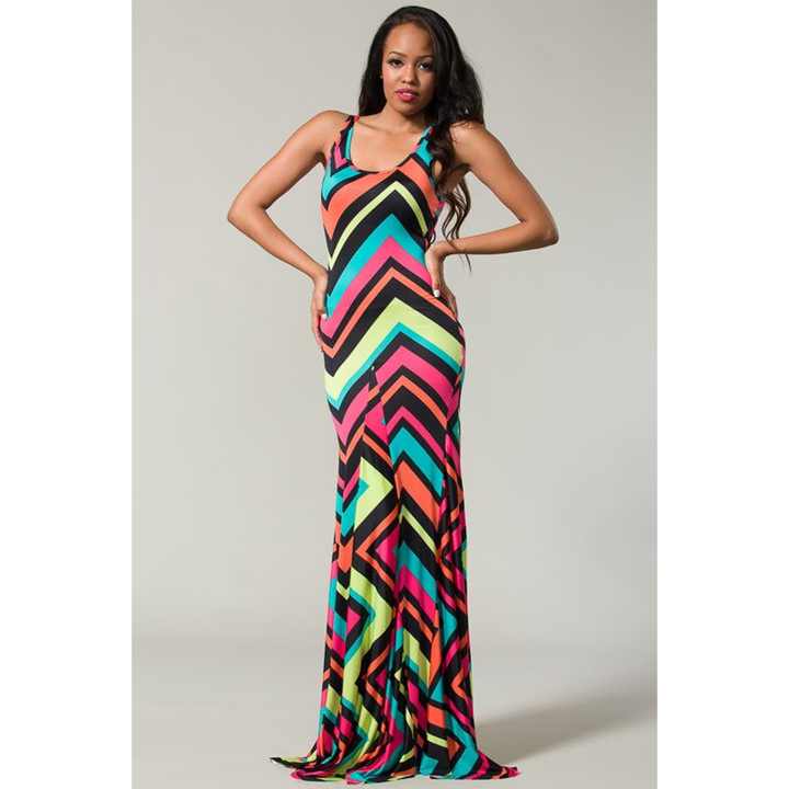 TD Multi Tank Style Maxi Evening Dress