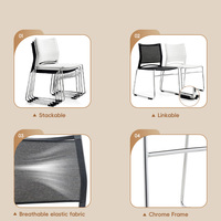 Chaise de bureau moderne en plastique PP empilable et connectable, réglable en hauteur, pour bureau à domicile, salle de conférence, salle de formation, salle de classe, réception étudiante