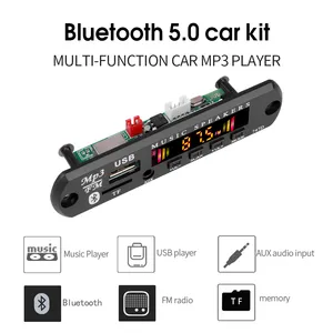 Bluetooth5.0カーオーディオUSBTFFMラジオモジュールカラースクリーンMP3プレーヤーリモコン付きBluetoothオーディオモジュール