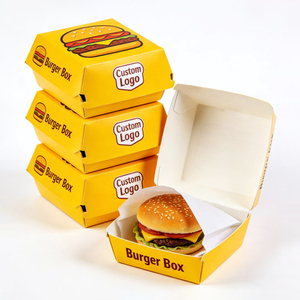 Caja de Hamburguesas Amarilla Personalizada, Biodegradable, Ecológica, Desechable, <span class=keywords><strong>para</strong></span> <span class=keywords><strong>Comida</strong></span> Rápida <span class=keywords><strong>para</strong></span> <span class=keywords><strong>Llevar</strong></span>, <span class=keywords><strong>para</strong></span> Familias - Product Image 1